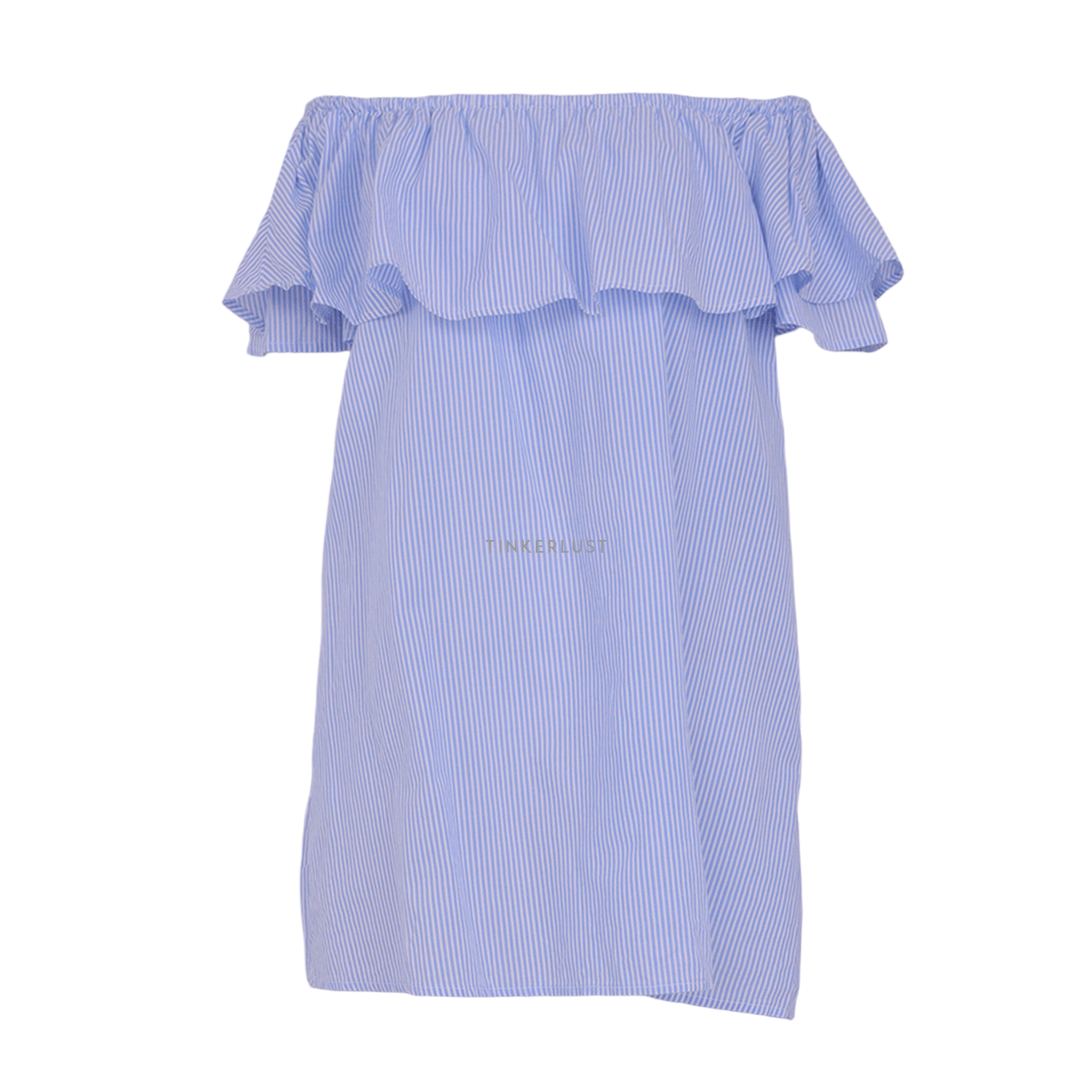 Zara Blue & White Stripes Off Shoulder Dress