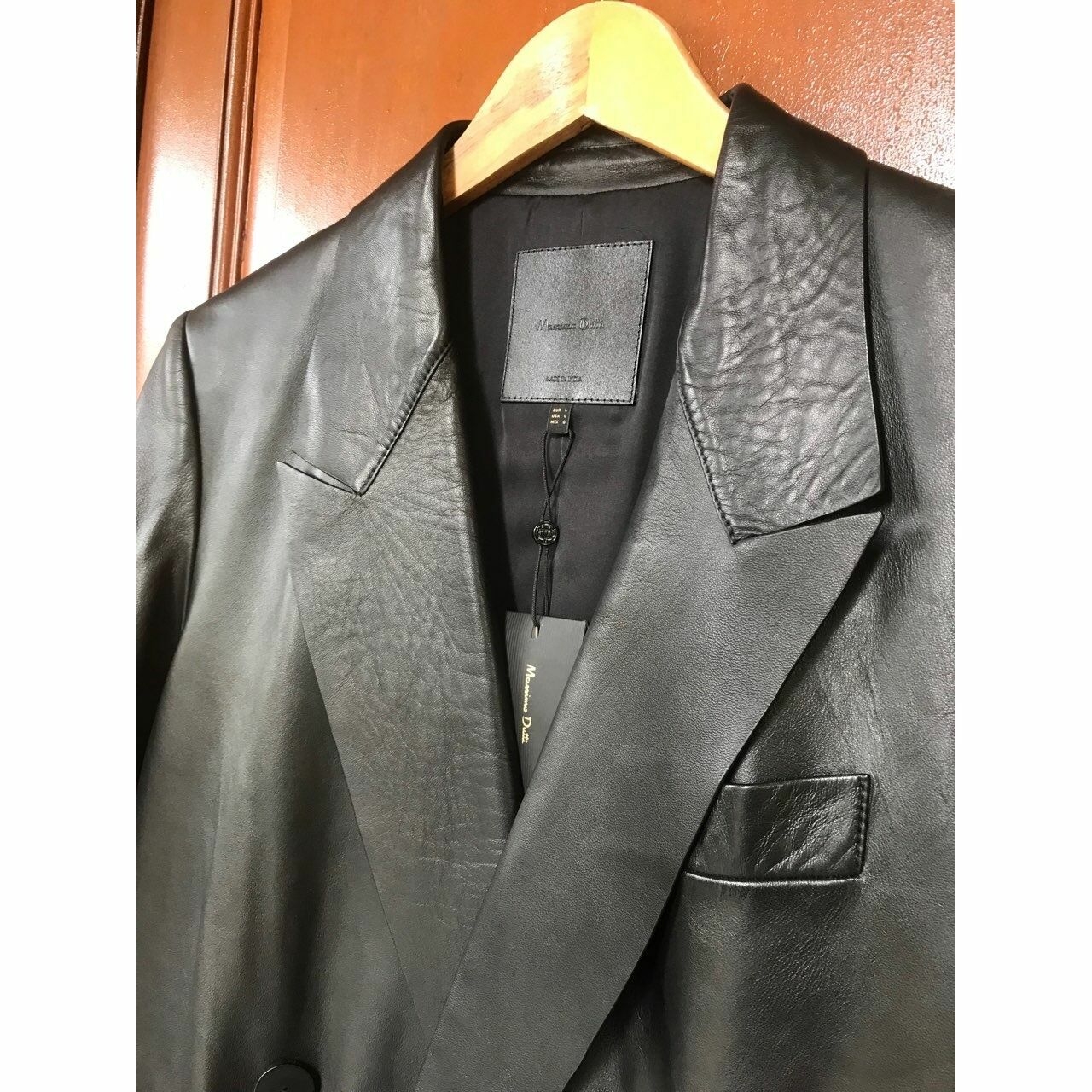 Massimo Dutti Double Breasted Nappa Leather Jacket