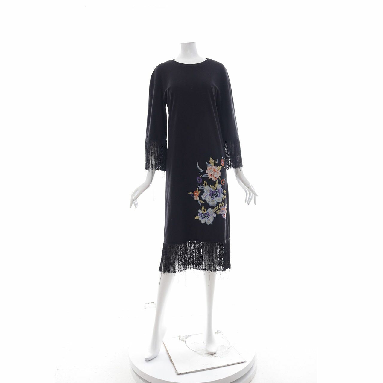 Zara Black Fringe Midi Dress