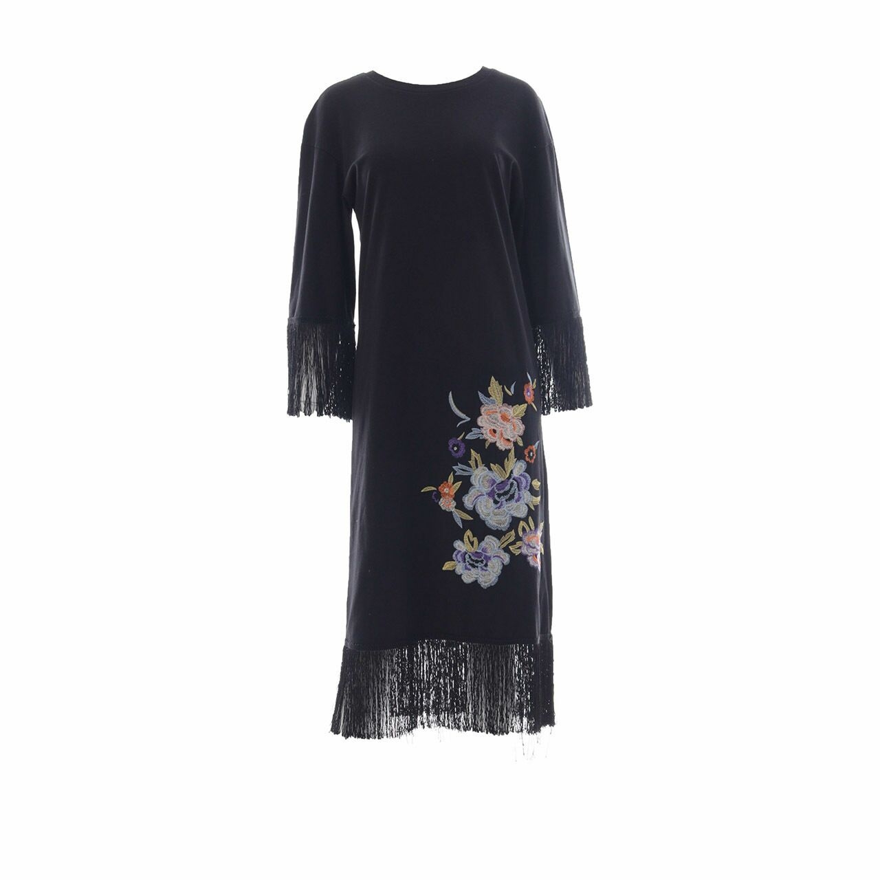 Zara Black Fringe Midi Dress