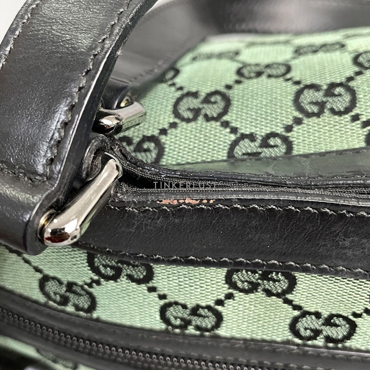 Gucci Monogram Abbey D Ring Green SHW Tote Bag