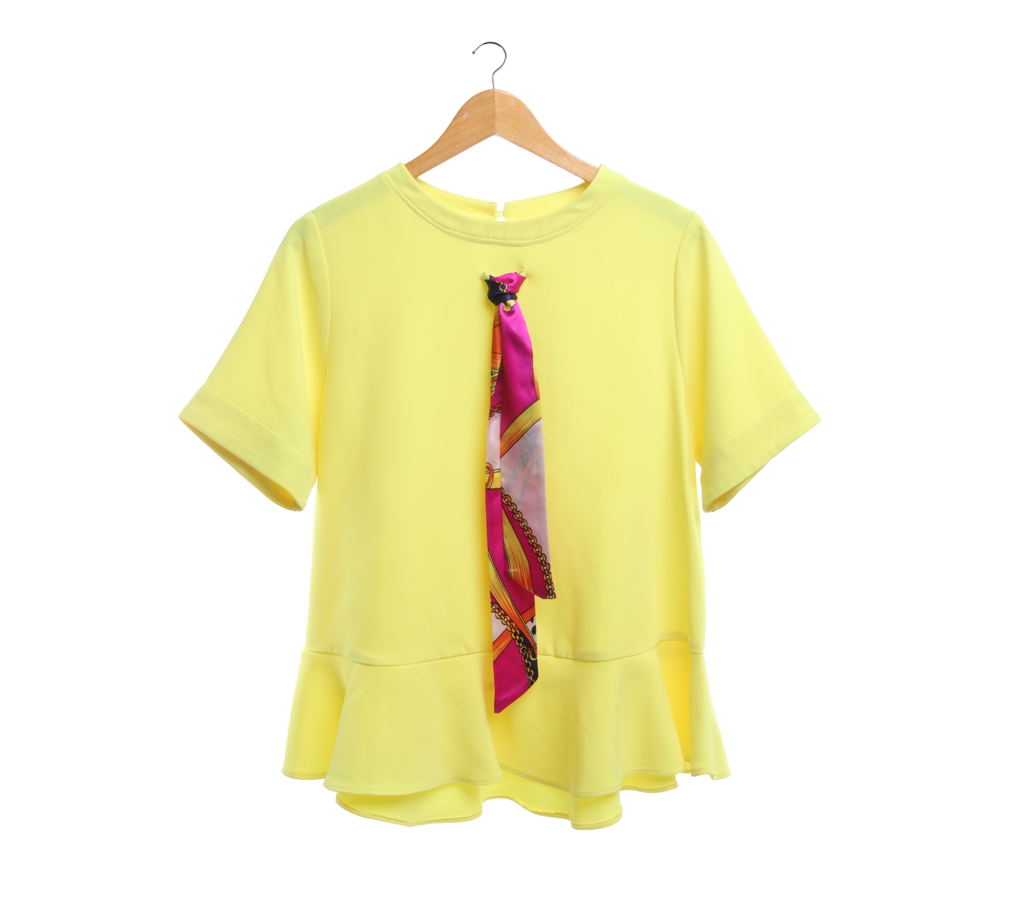 Fendi Neon Yellow Tie Blouse