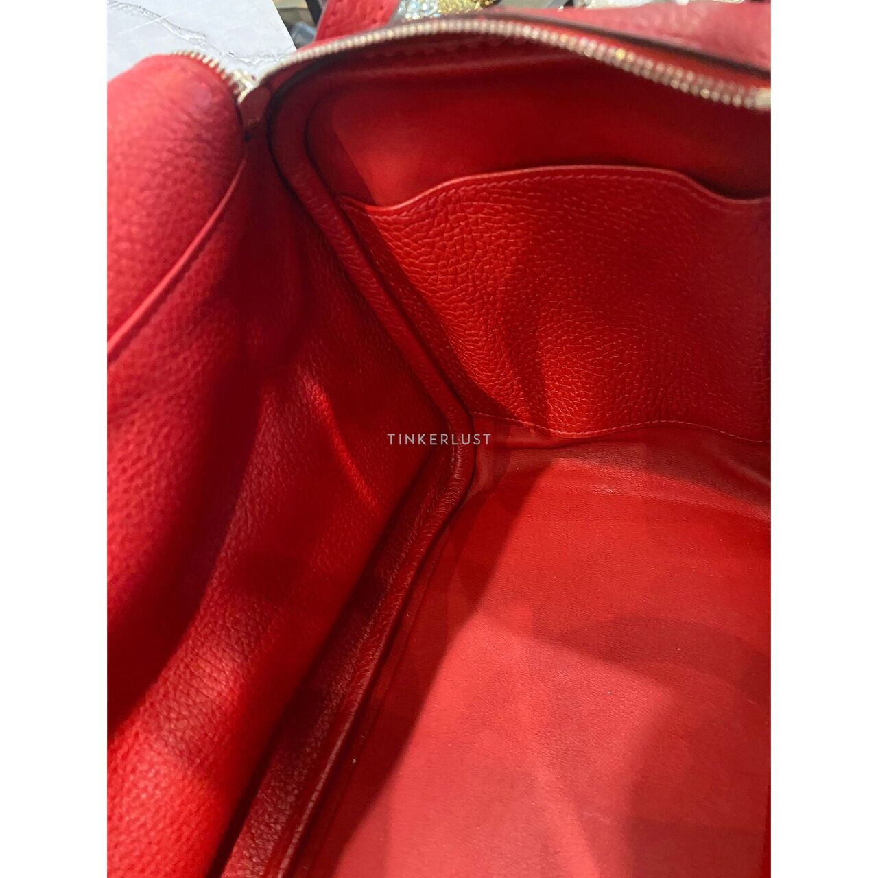 Hermes Lindy 26 Red Clemence PHW #A Shoulder Bag