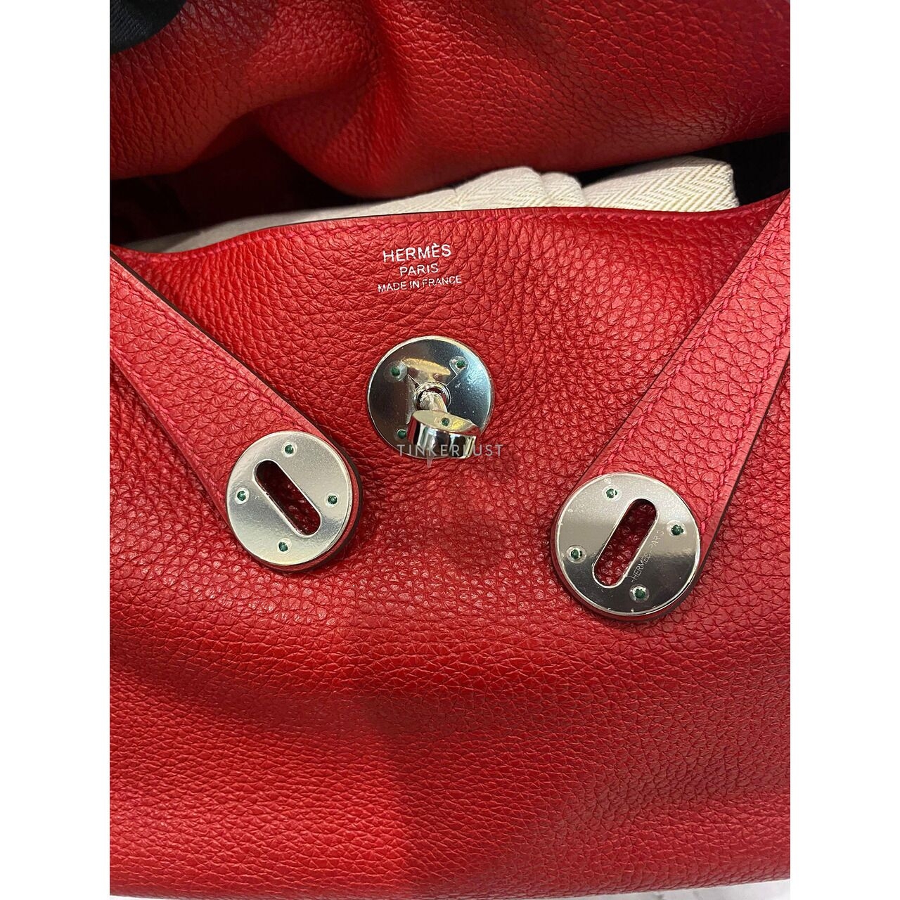 Hermes Lindy 26 Red Clemence PHW #A Shoulder Bag