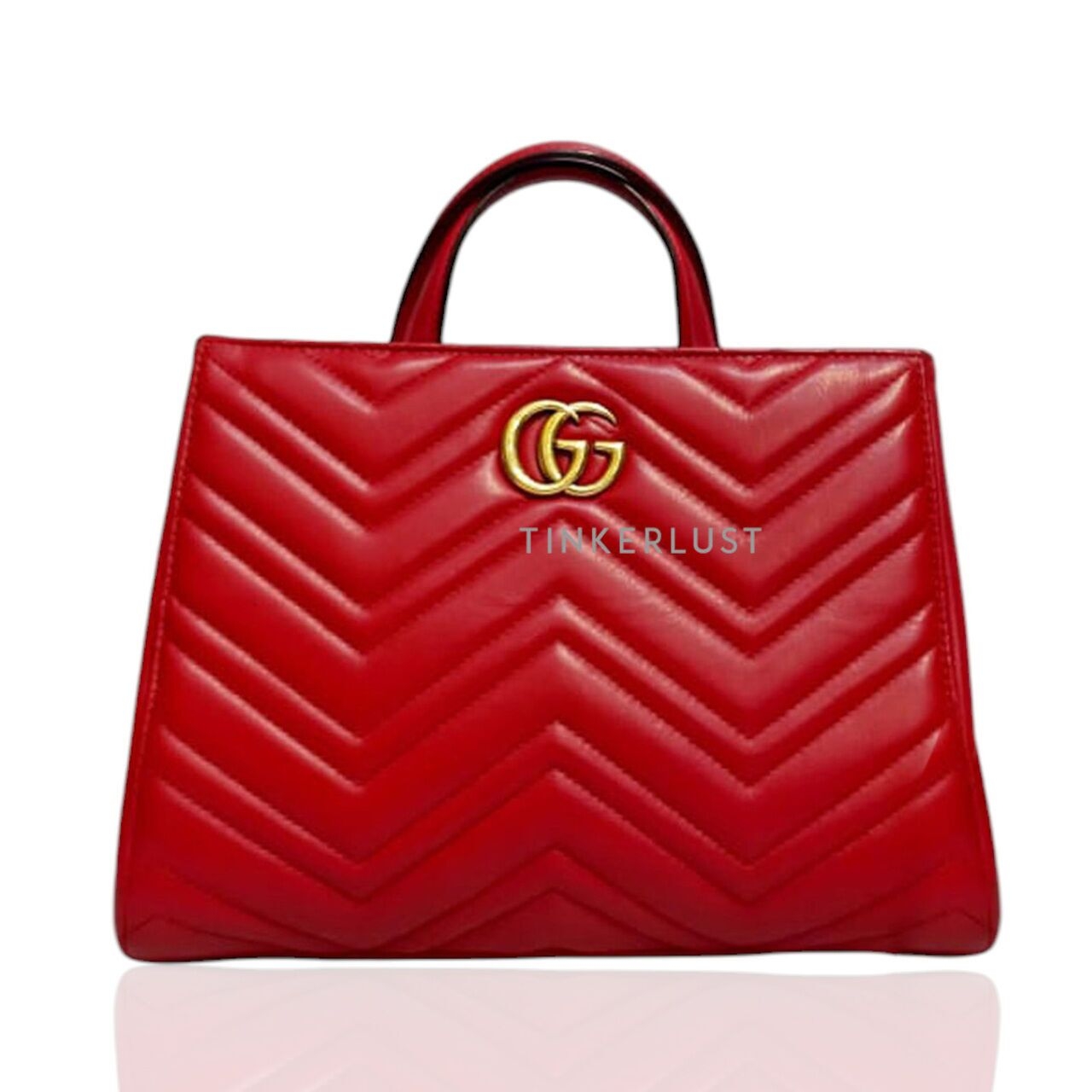 Gucci Marmont Top Handle Red GHW Satchel
