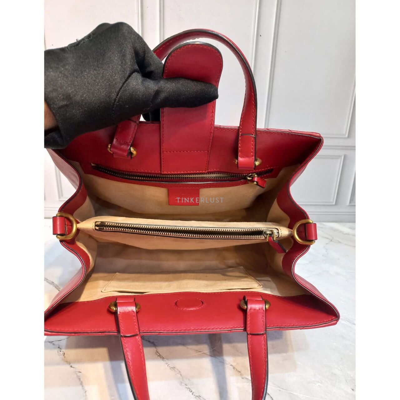 Gucci Marmont Top Handle Red GHW Satchel