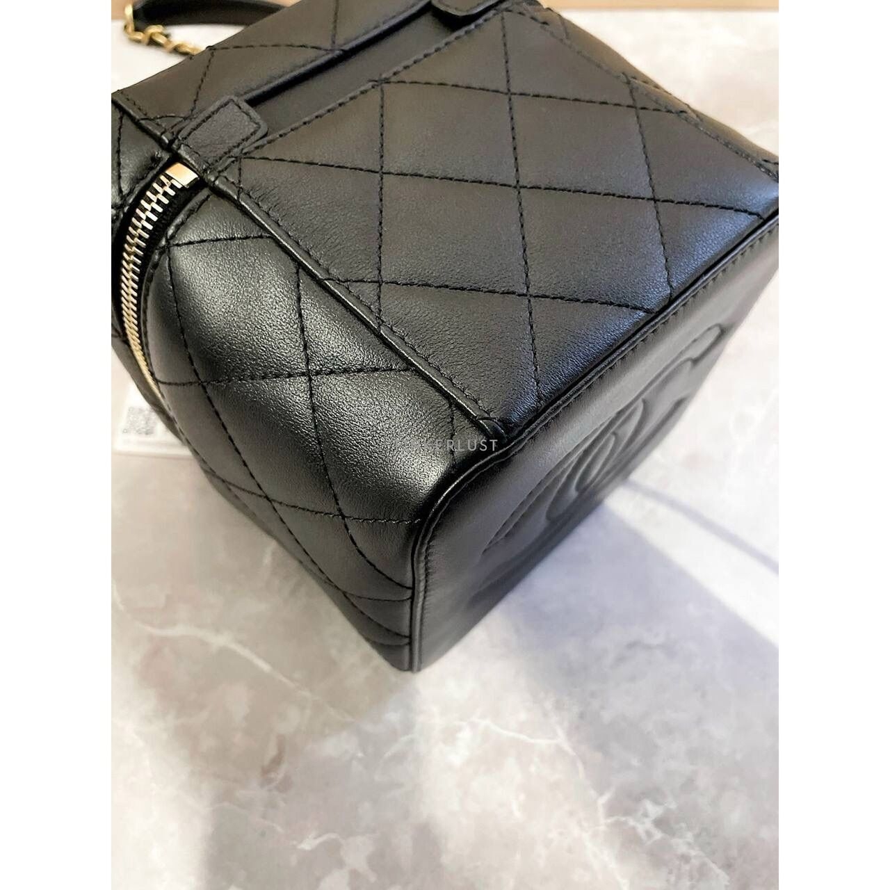 Chanel 22 Small Vanity Case Black Calfskin Chip GHW Sling Bag