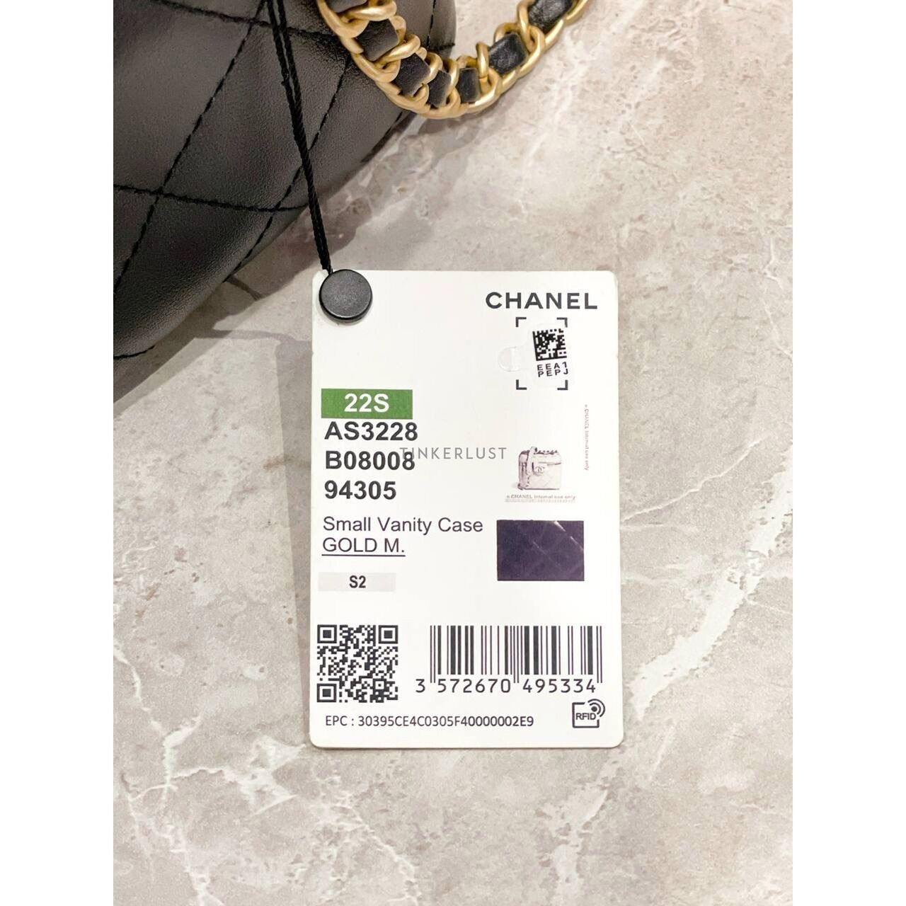 Chanel 22 Small Vanity Case Black Calfskin Chip GHW Sling Bag