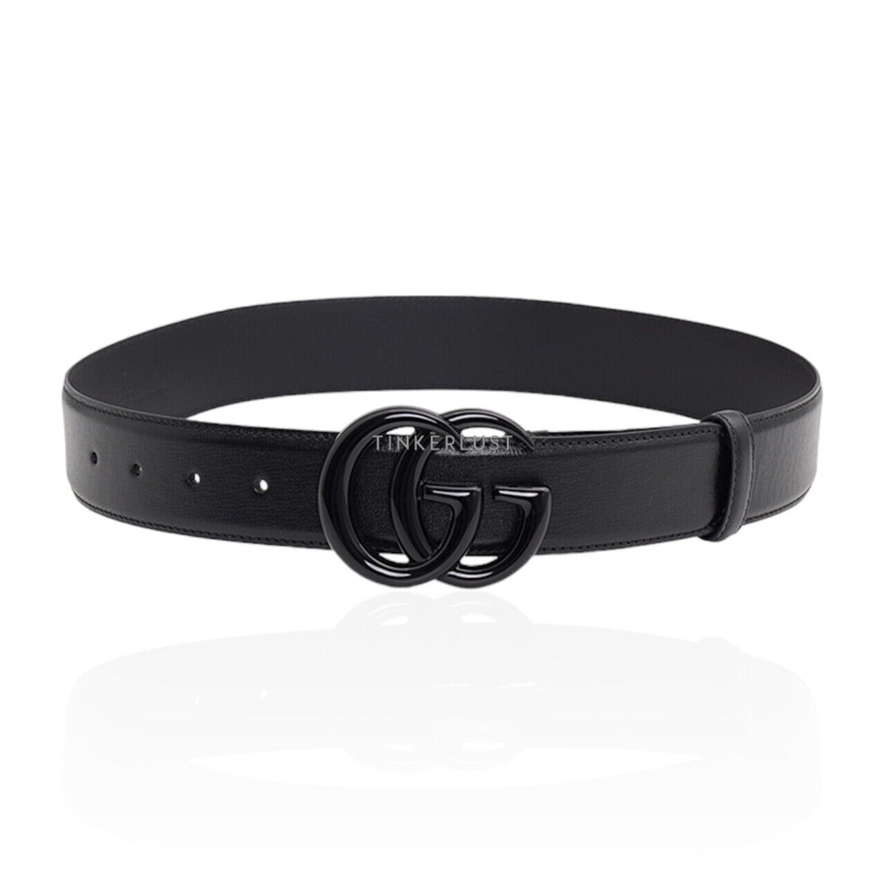 Gucci GG Marmont Double G Buckle Black Leather Belt