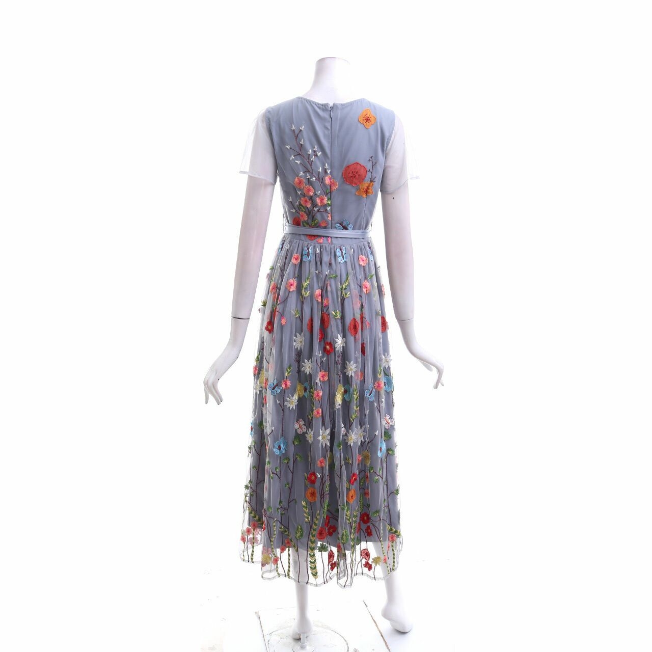 Alannah Hill Grey Embroided Floral Midi Dress
