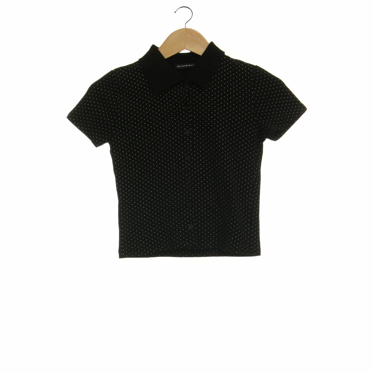 Brandy Melville Black Polkadots Polo T-Shirt