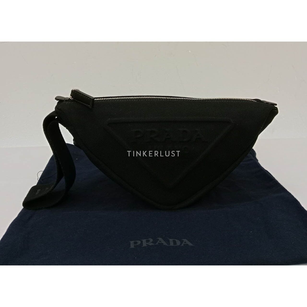 Prada Triangolo Wristbag Black Canvas Wristbag Pouch