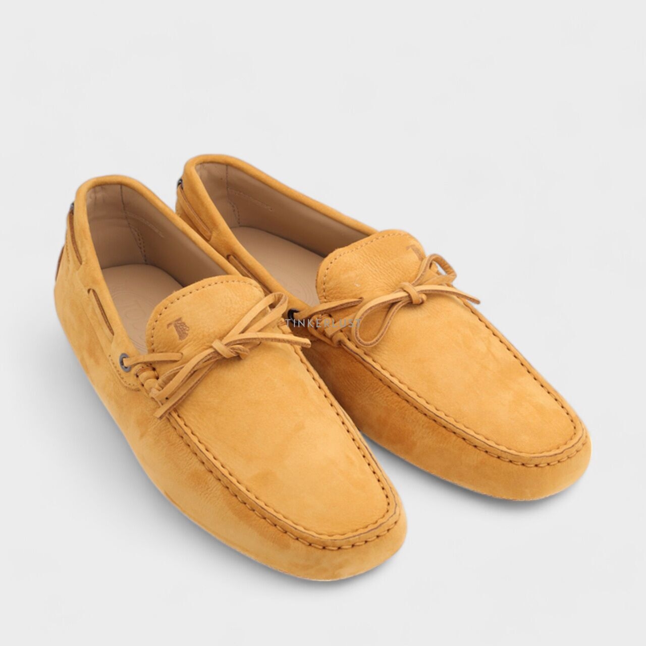 Tod'S Gommino Driving Shoes Yellow Nubuck Suede Loafers