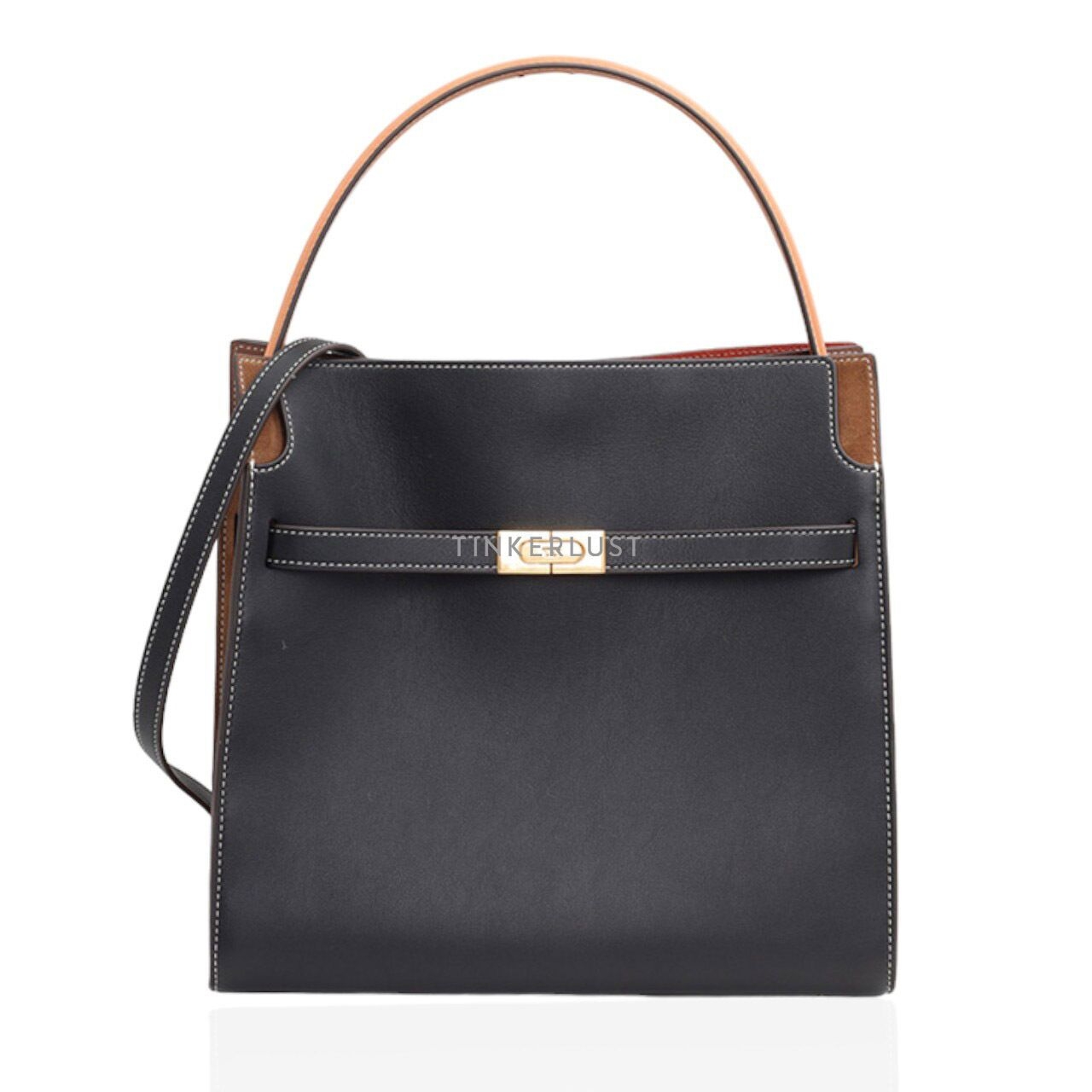 Tory Burch Lee Radziwill Double Bag in Black/Brown Satchel