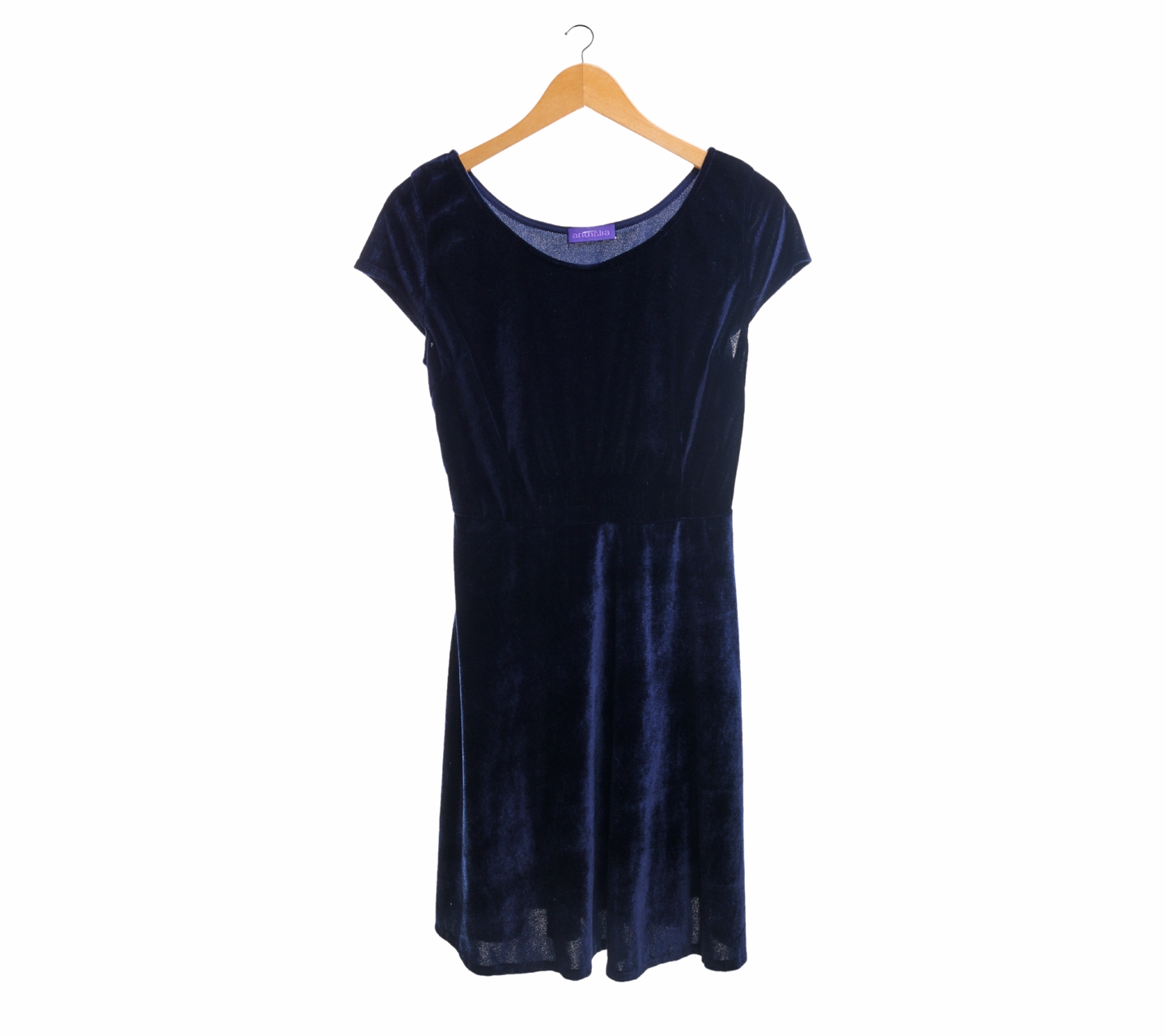 Arithalia Dark Blue High Waist Velvet Mini Dress