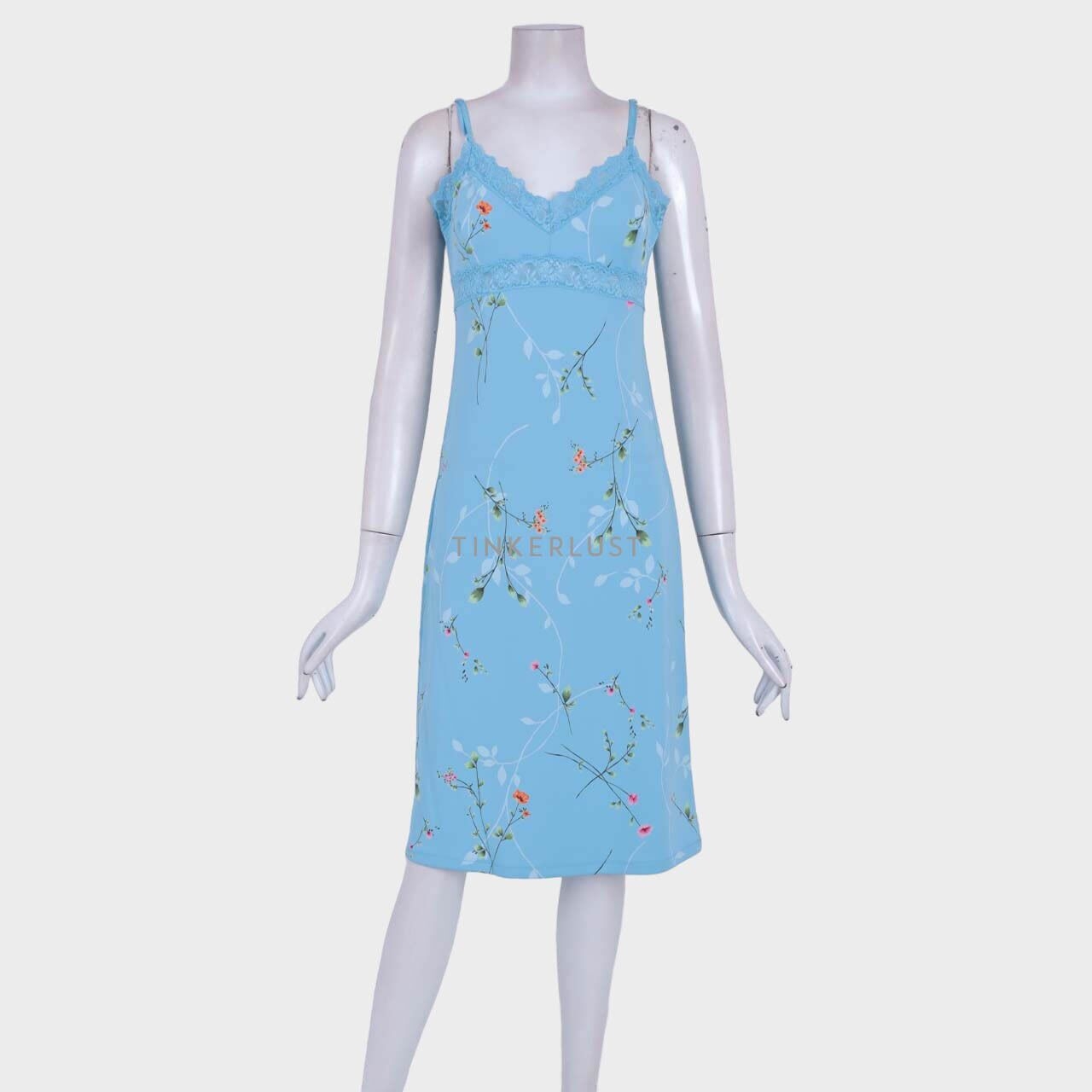 BCBG Dresses Blue Floral Pattern Print Midi Dress
