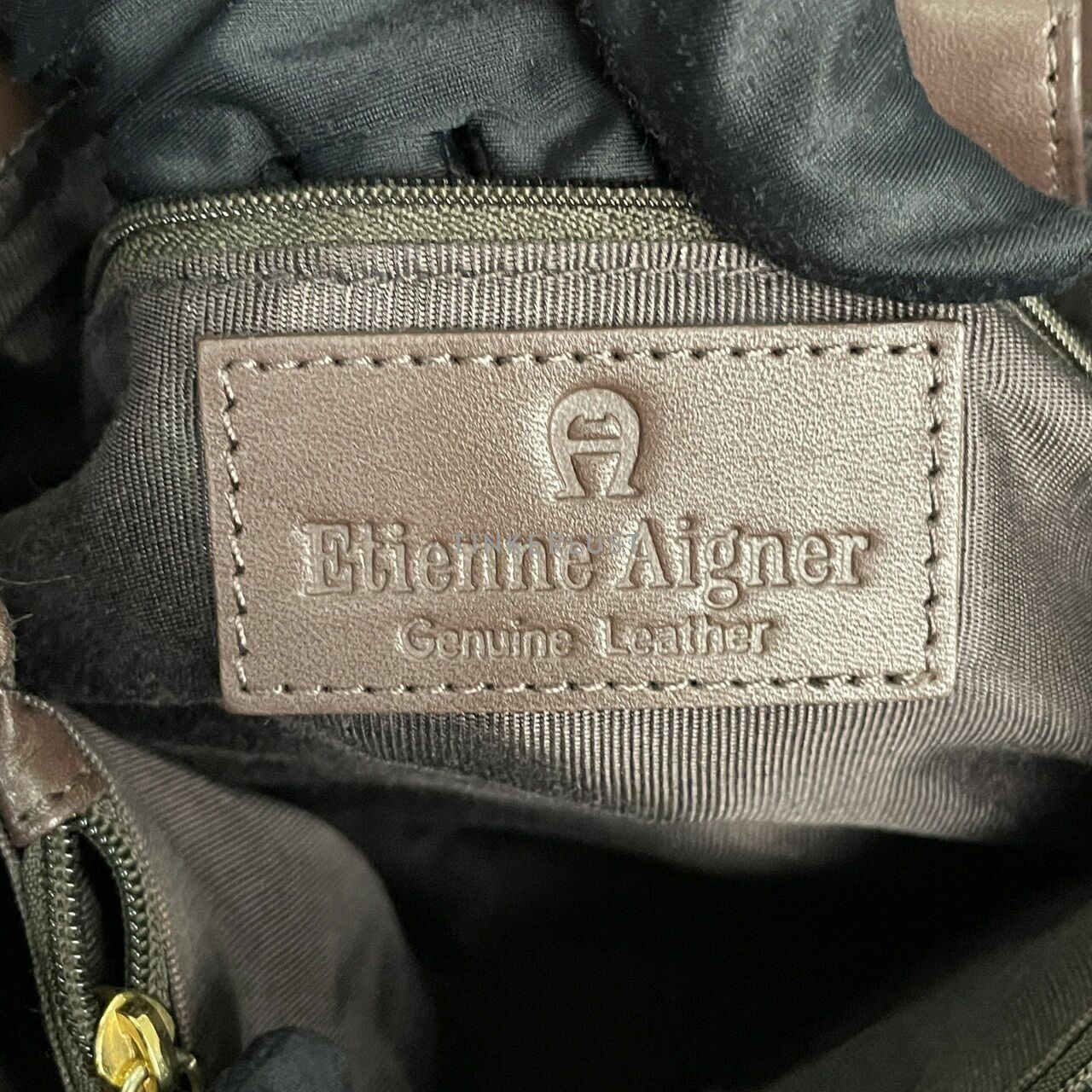 ETIENNE AIGNER Side Zip Brown Shoulder Bag