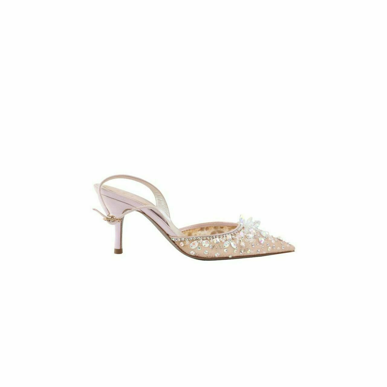 Kristella Lace Slingback Pumps With Crystals