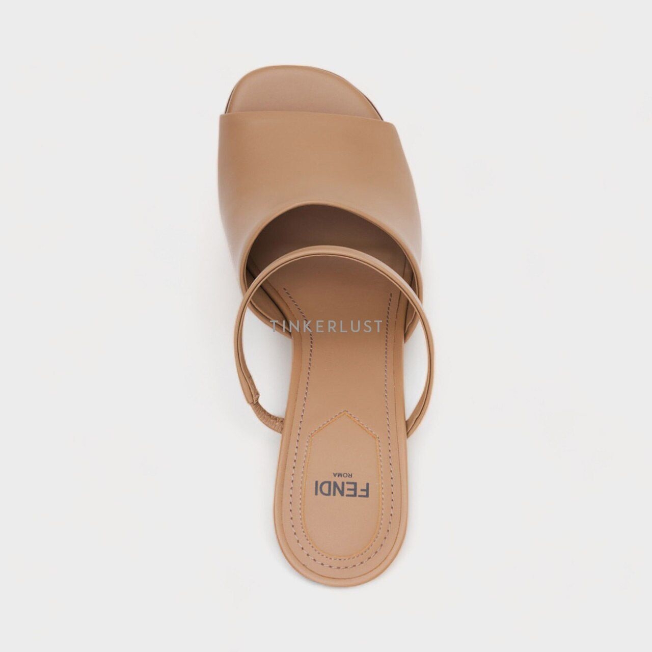 FENDI Women First Open Toe Sandals 105mm in Beige Leather with Diagonal F-Shaped Heels