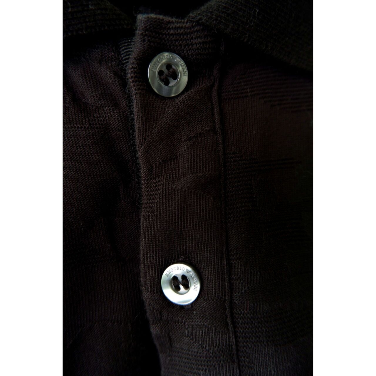 Emporio Armani Black Geometric Polo Shirt