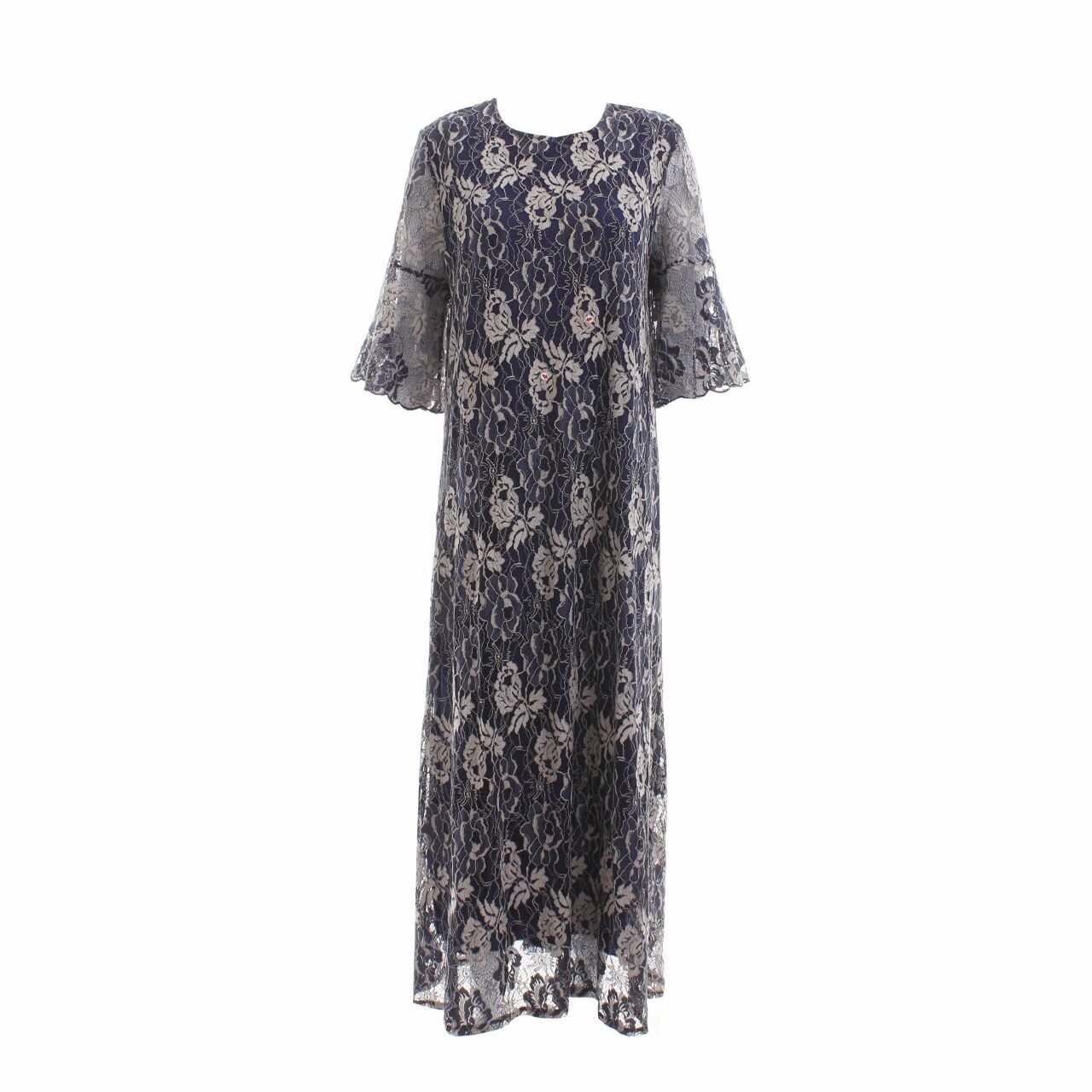 Chic Simple Navy Lace Long Dress