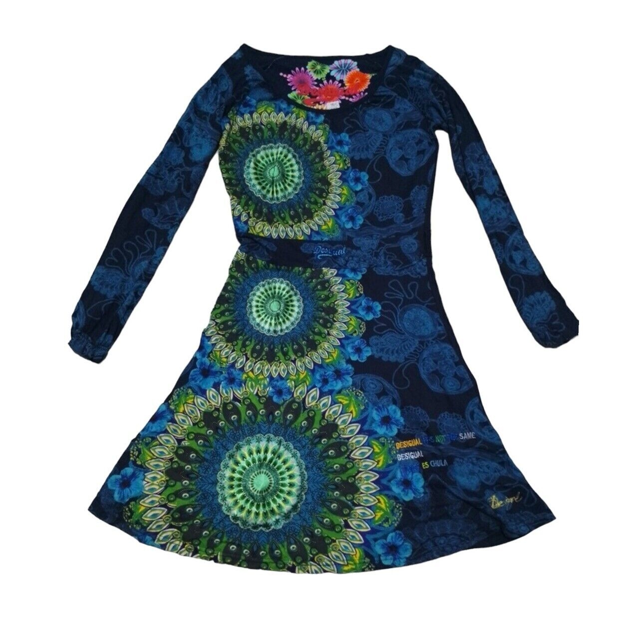 Desigual Blue Floral Midi Dress