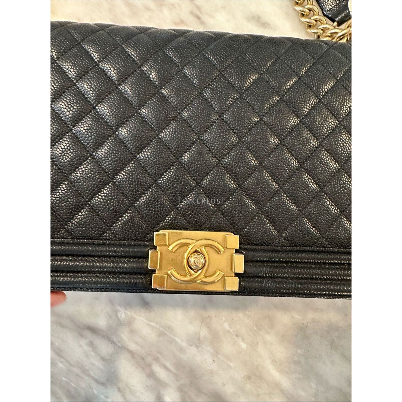 Chanel Boy Medium Black Caviar GHW #28 Shoulder Bag