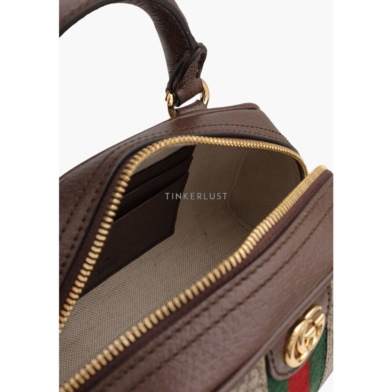 Gucci Mini GG Supreme Ophidia In Beige/Ebony with Detachable Strap Top Handle Satchel Bag 
