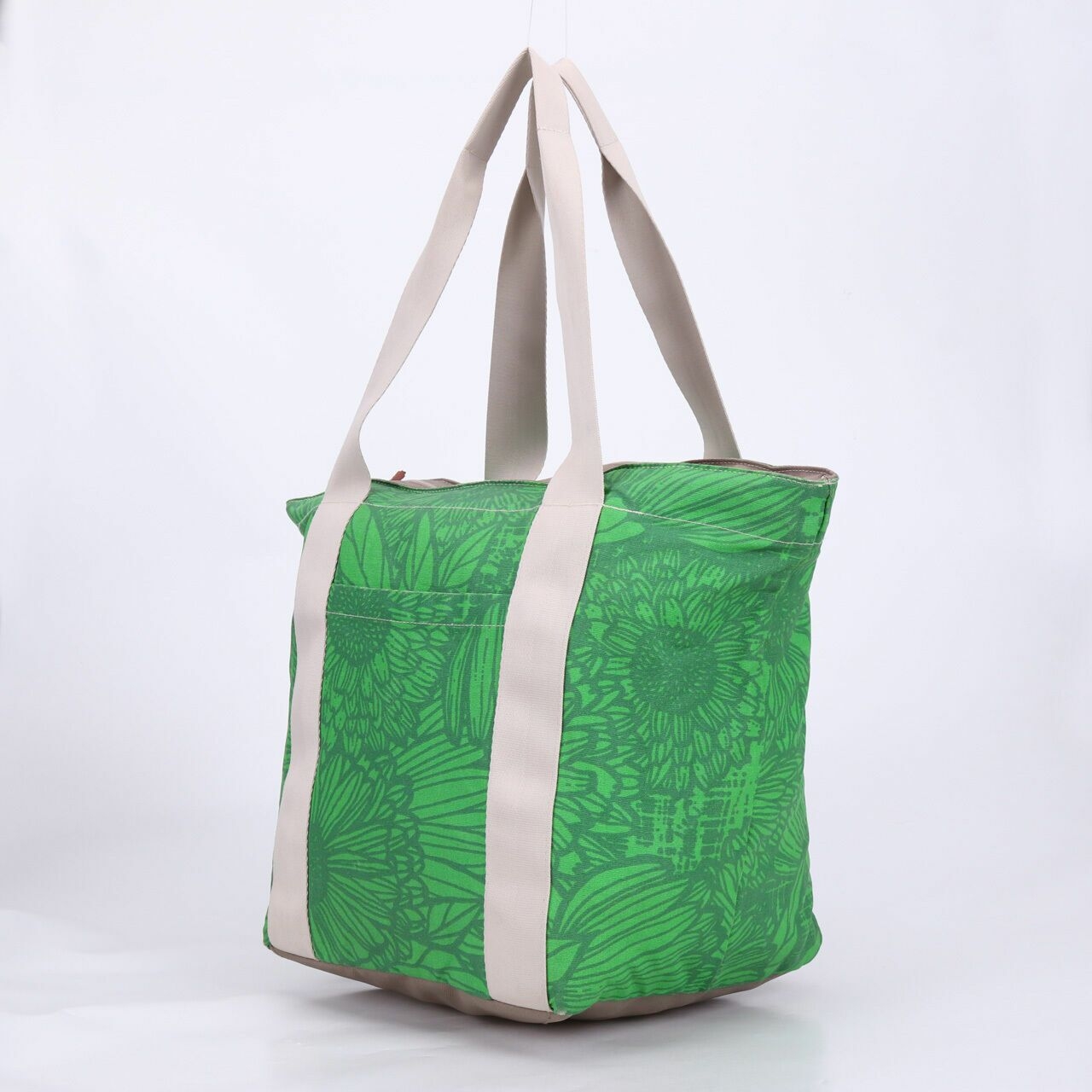 Tulisan Green Floral Tote Bag