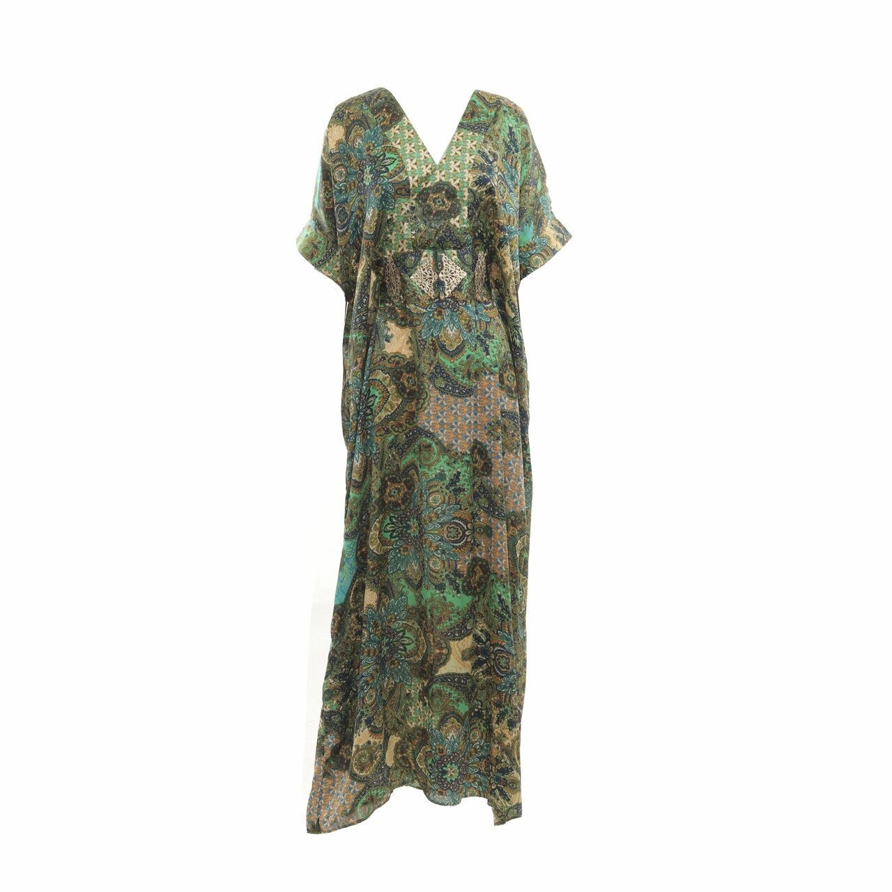 Febianihermaini Green & Multi Kaftan Long Dress