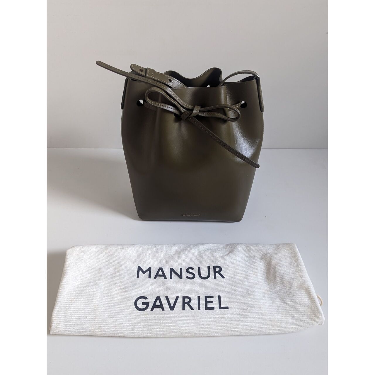 Mansur Gavriel Army Green Small Bucket Bag