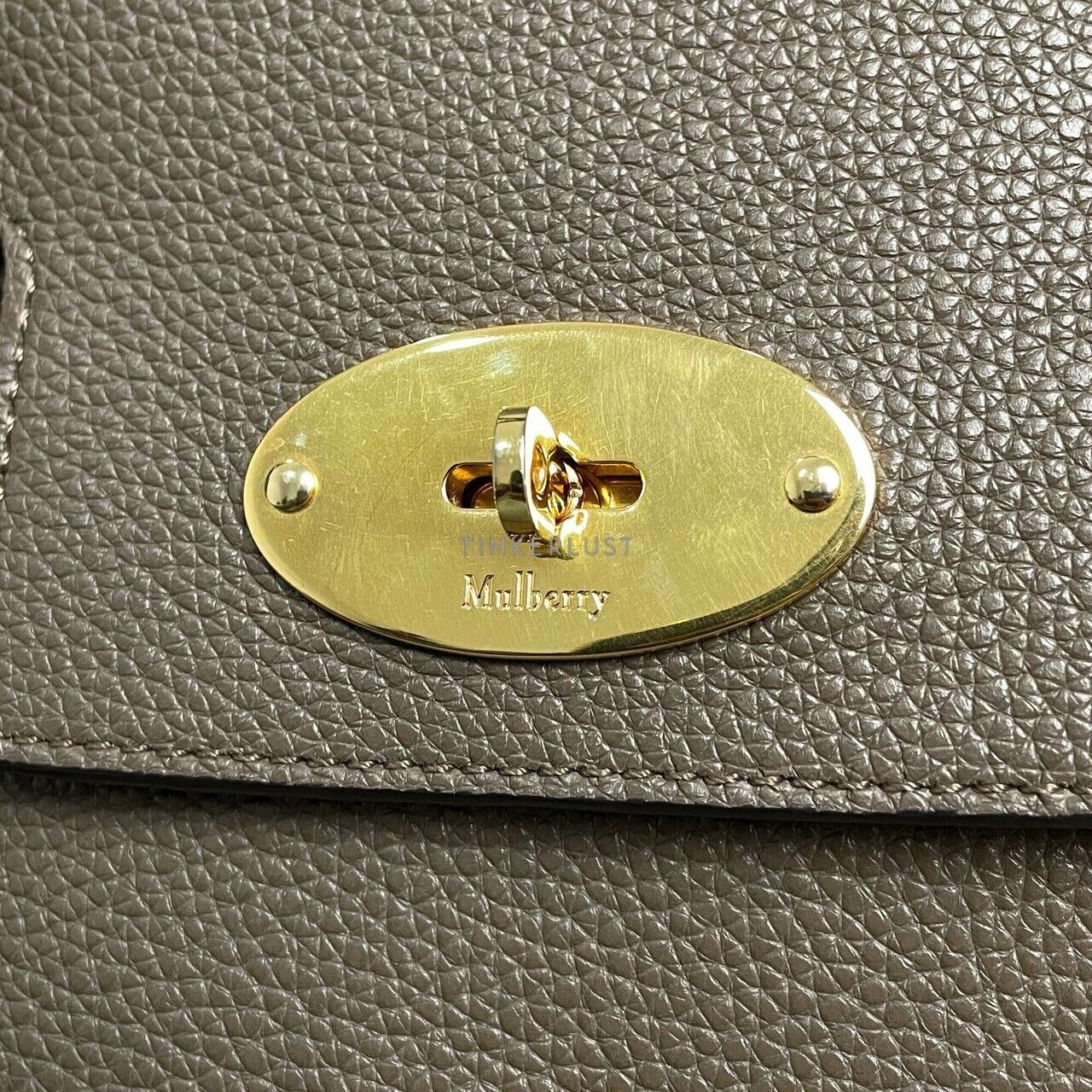 Mulberry Bayswater Taupe Grained Leather GHW Handbag