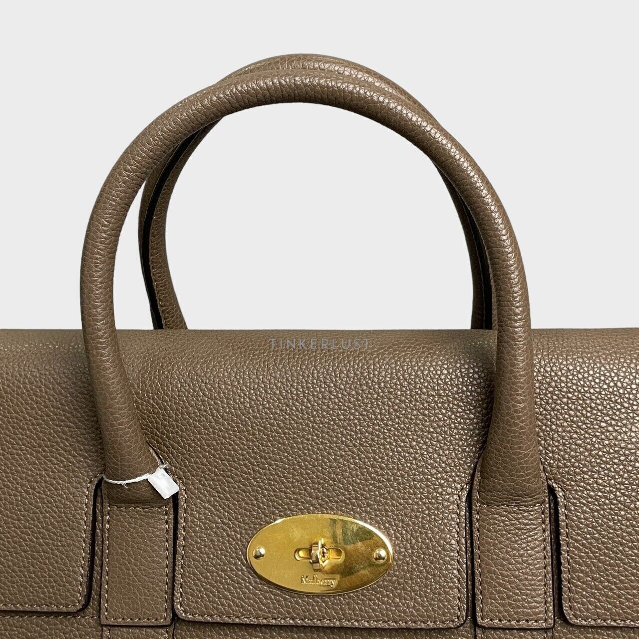 Mulberry Bayswater Taupe Grained Leather GHW Handbag