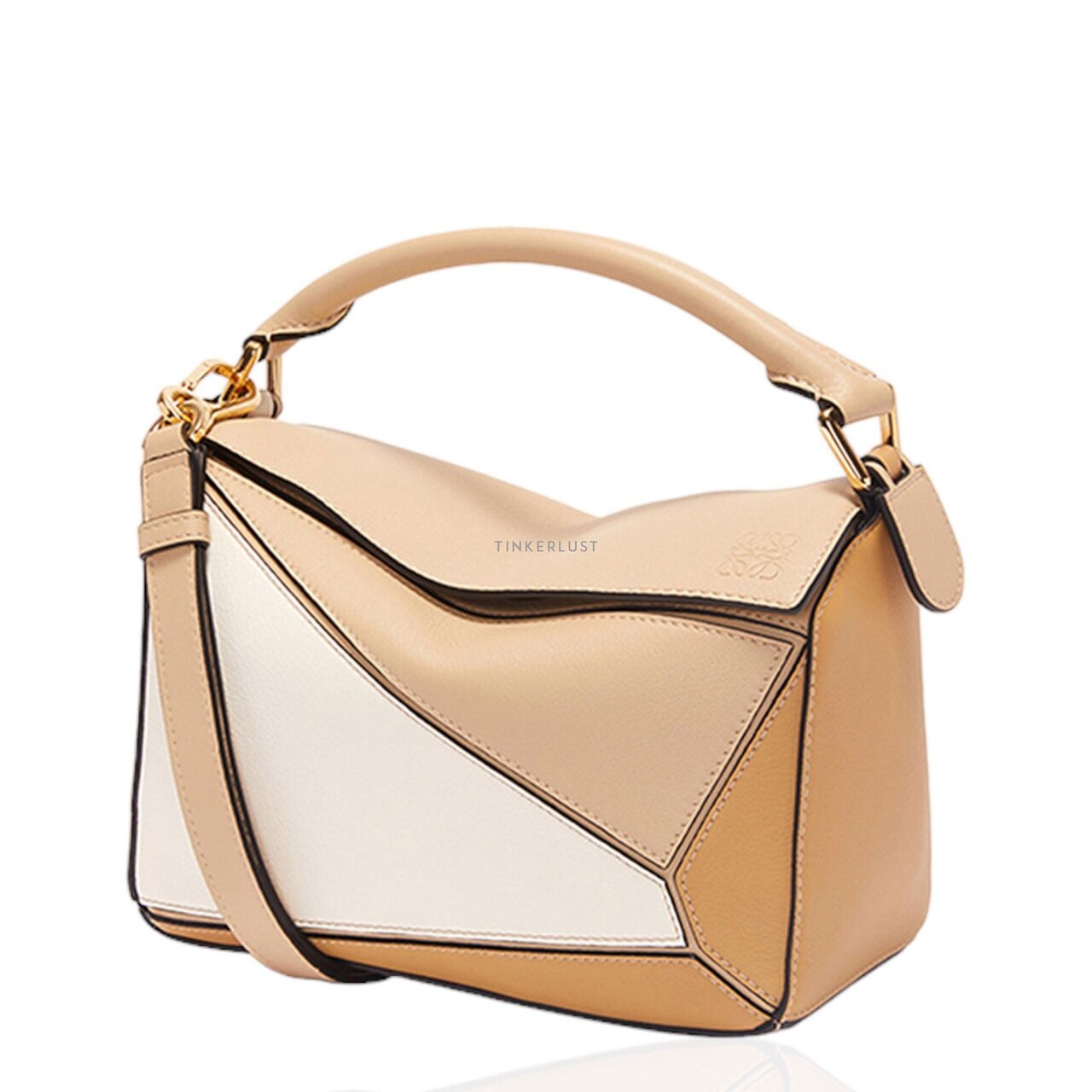 Loewe Puzzle Small Dusty Beige & Soft White Satchel