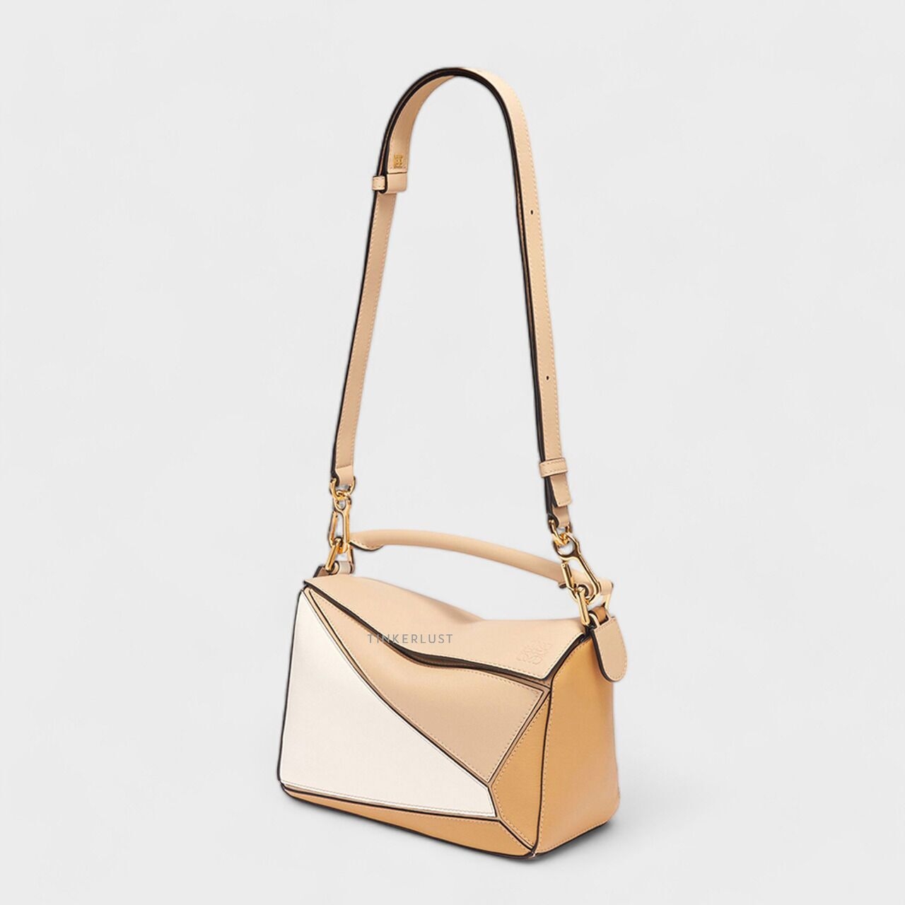 Loewe Puzzle Small Dusty Beige & Soft White Satchel