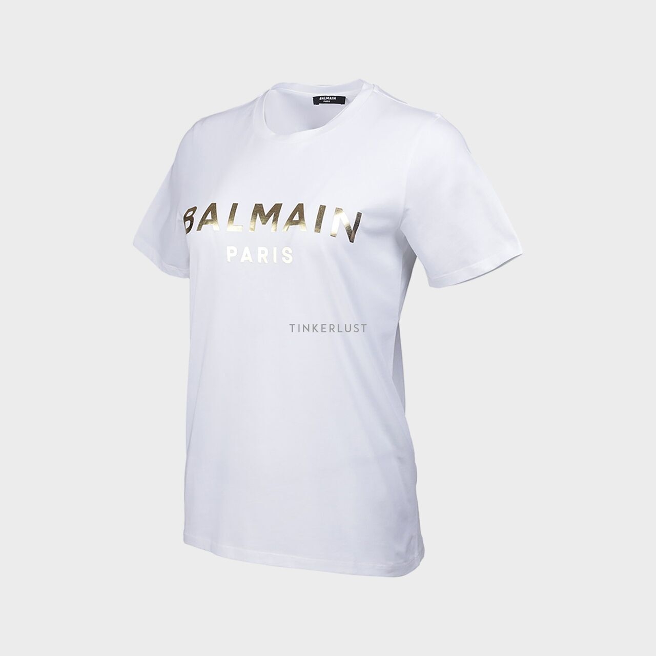 Balmain Women Balmain Metallic Bold Logo T-Shirt in White/Gold