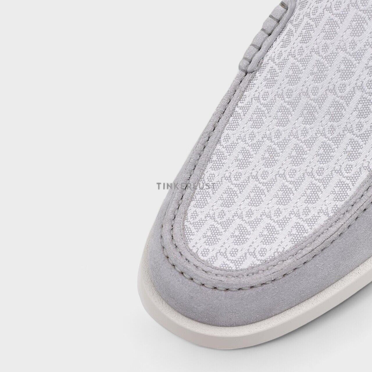 Christian Dior Granville Grey Suede Oblique Jacquard Moccasin Loafers