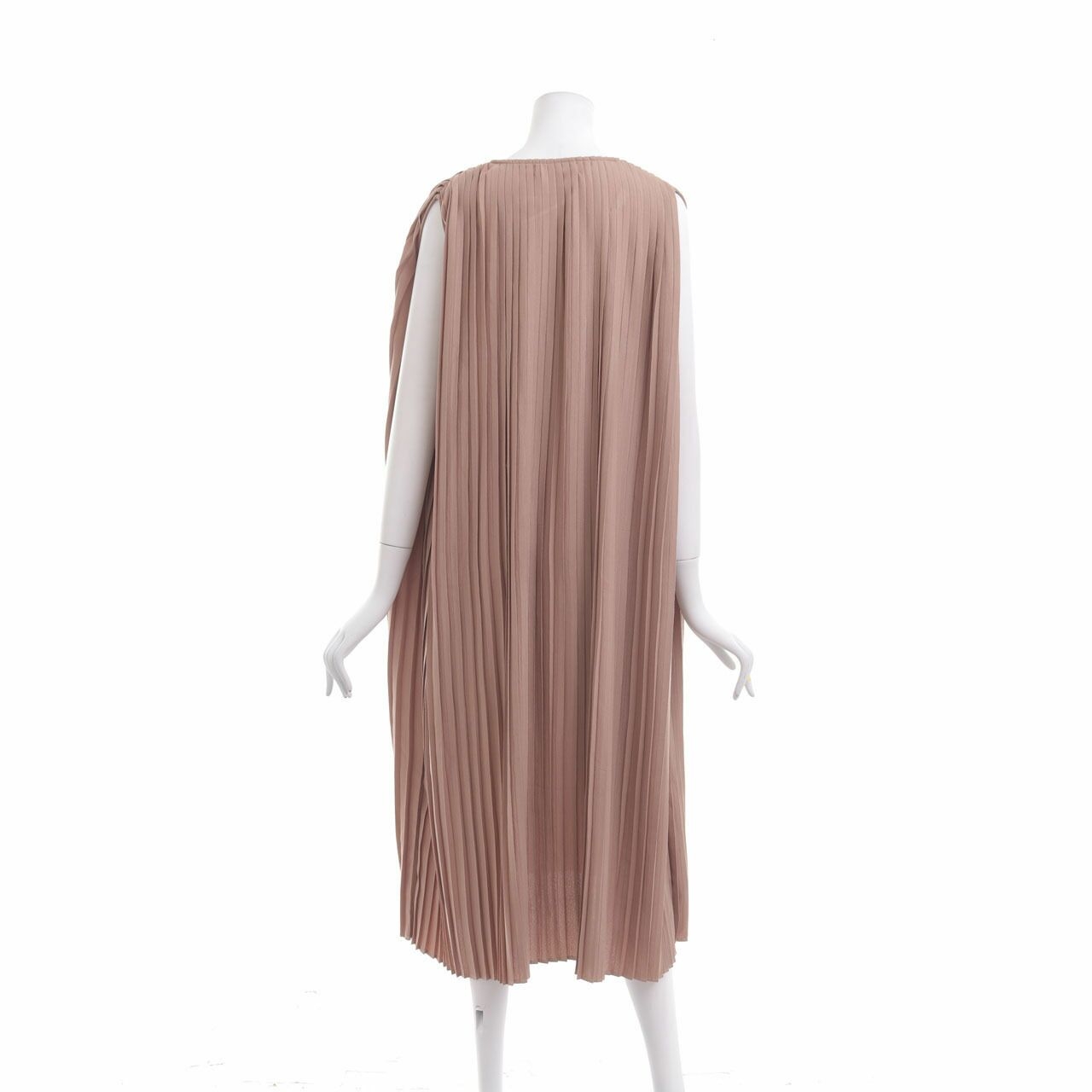 MARLEN Brown Pleats Midi Dress