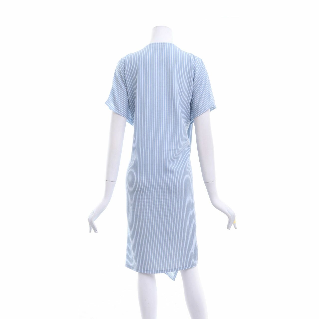 White Collar Concept Blue Stripes Midi Dress