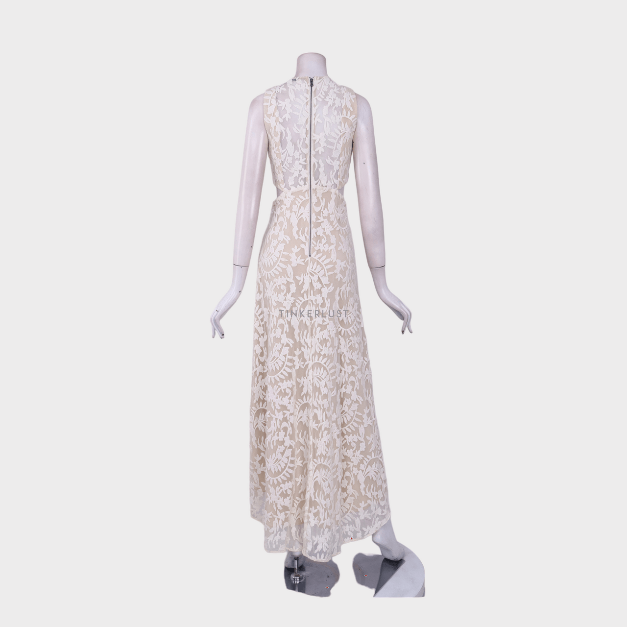 Alice + Olivia Juelia Cutout Embroidered Tulle White Long Dress