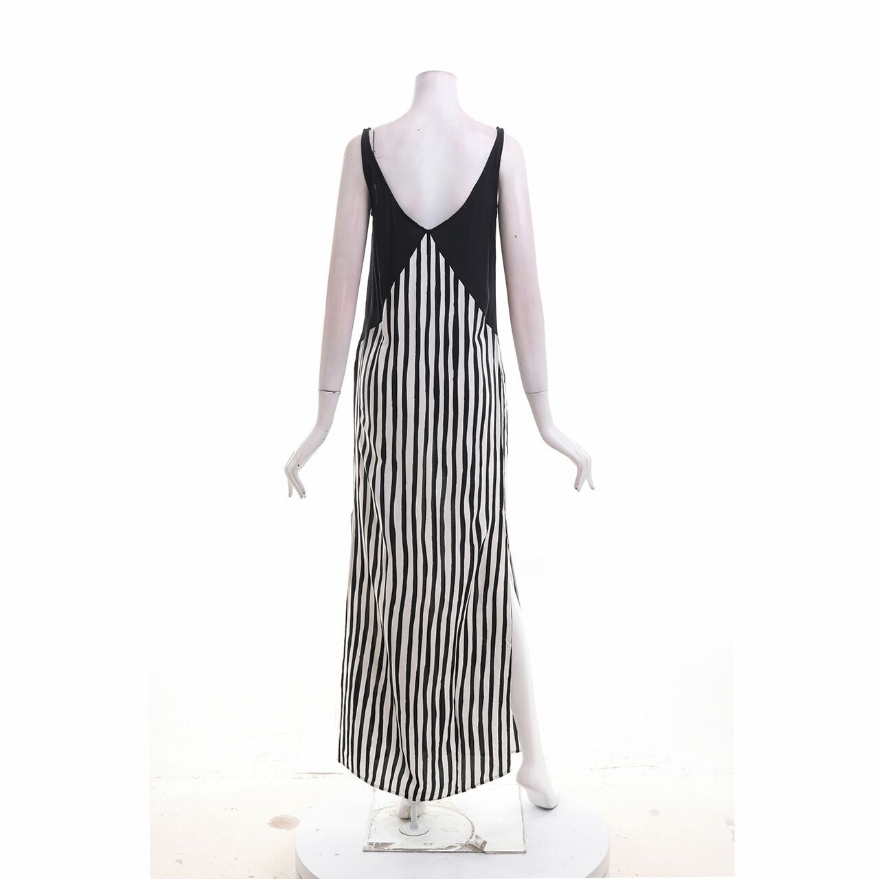 Sass & Bide Black/White Stripes Long Slit Long Dress