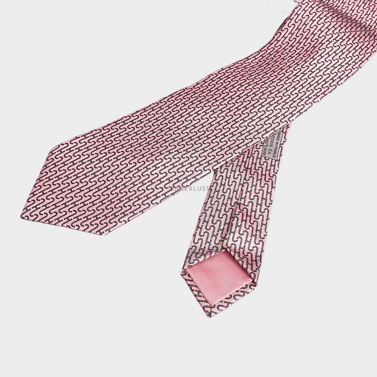 Hermes Full Print Pink Silk Neck Tie