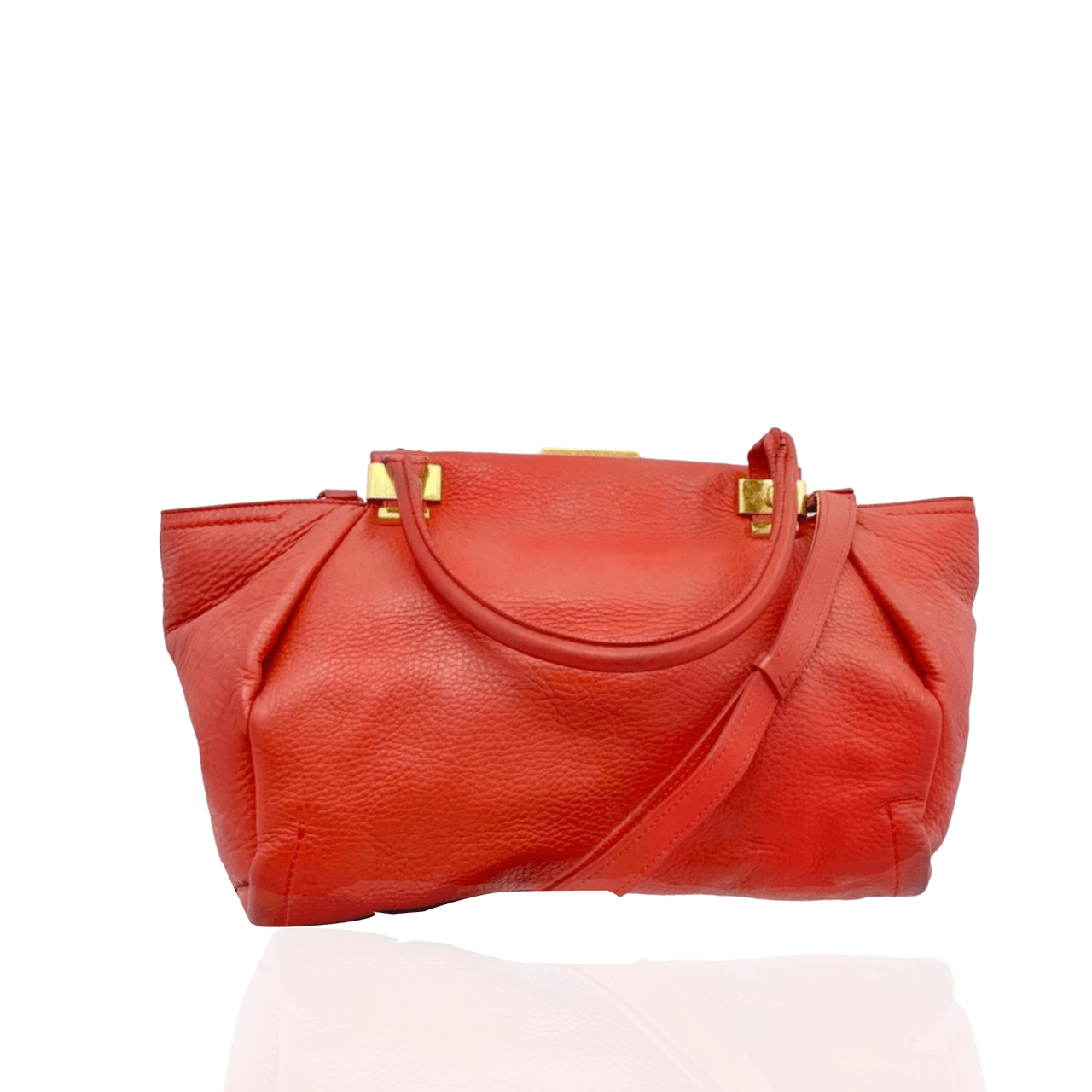 Lanvin Red Leather Handle Tote Bag