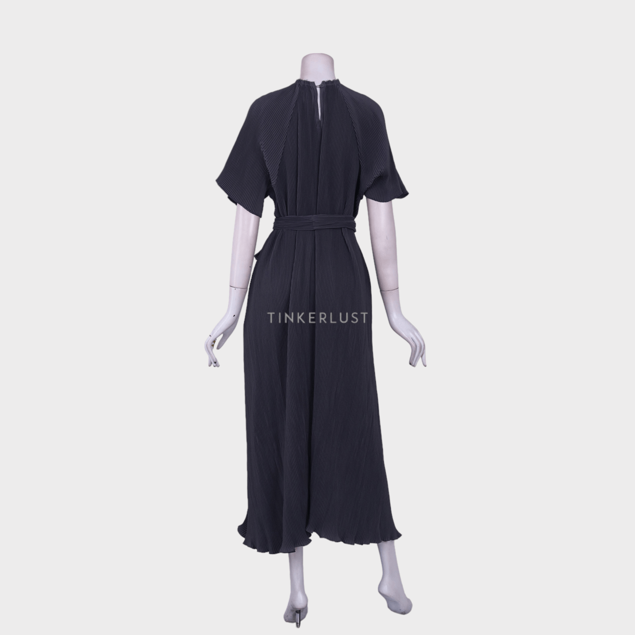 Pafon Dark Grey Pleated Long Dress