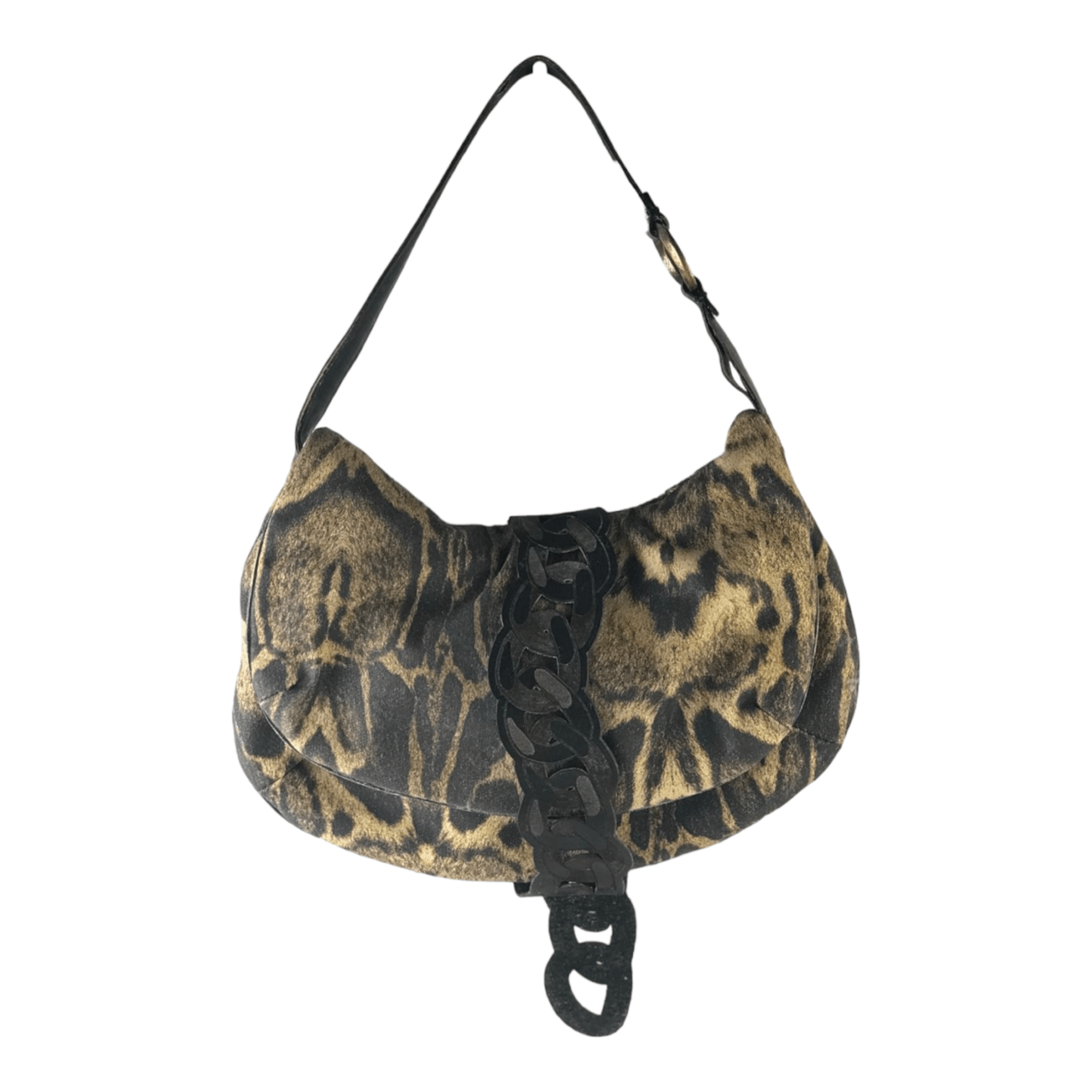 Roberto Cavalli Brown Animal Print Shoulder Bag