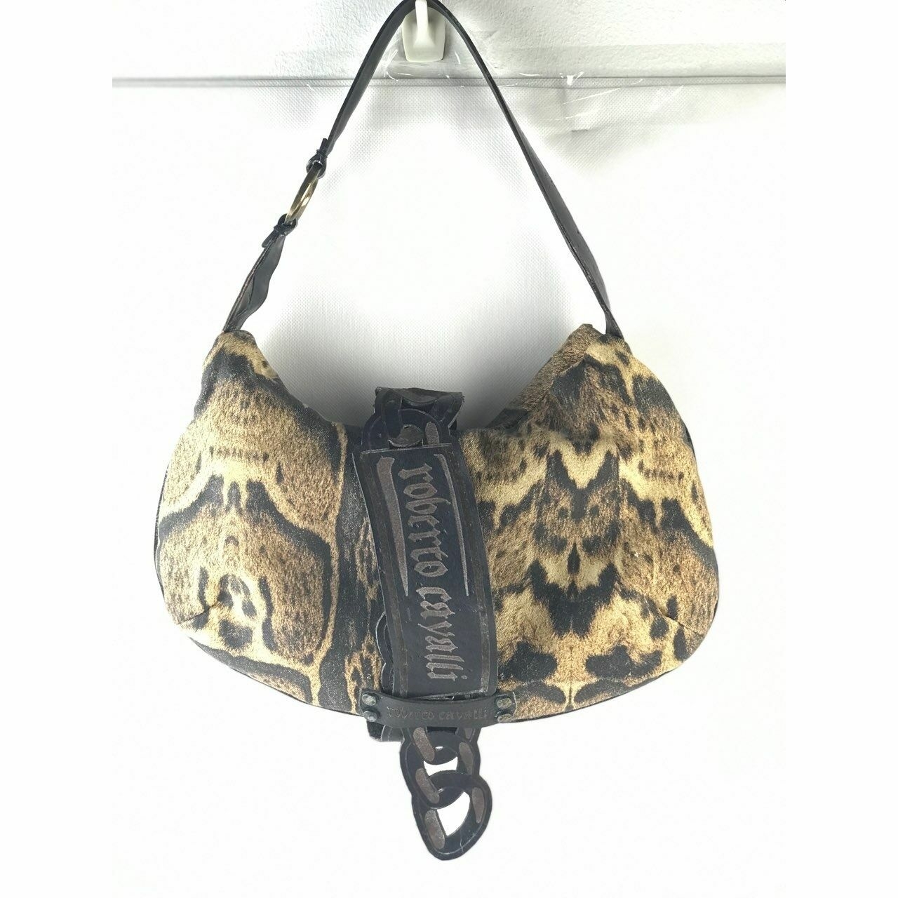 Roberto Cavalli Brown Animal Print Shoulder Bag