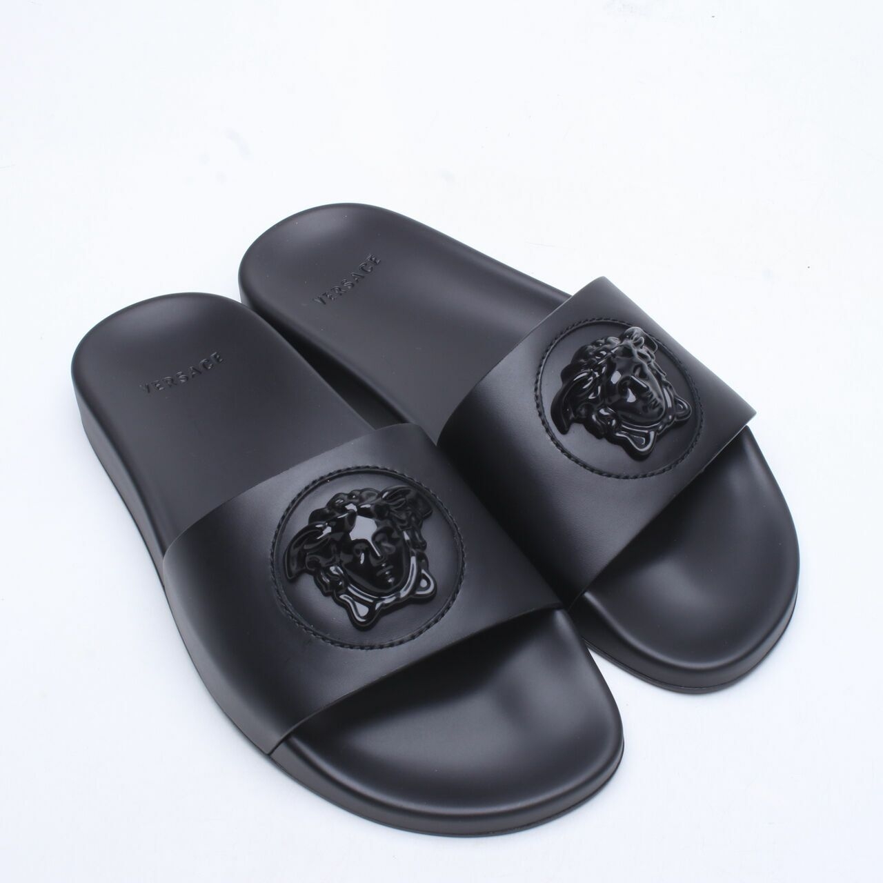 Versace Pool Slide Medusa All Black Sandals