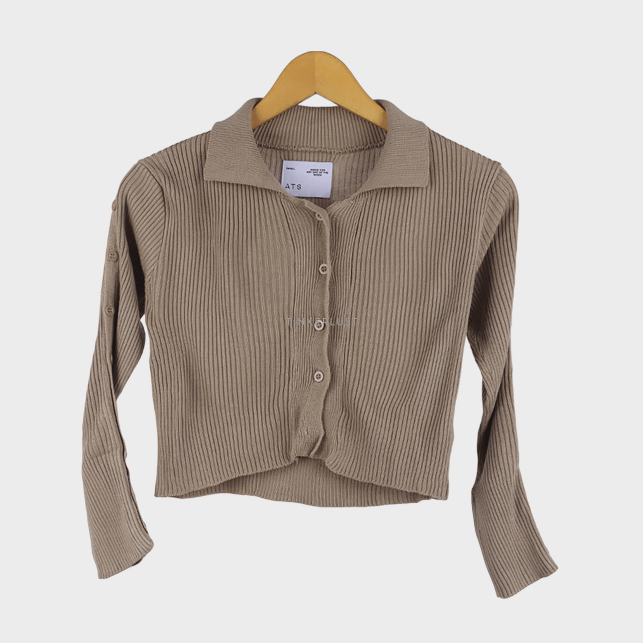 ATS The Label Brown Cropped Knit Shirt