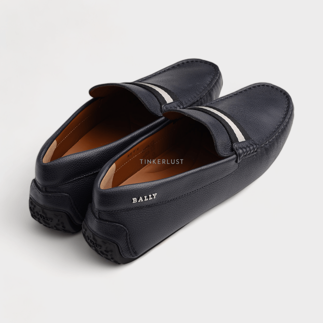 Bally Men Driver Pearce Loafers in Navy Blue with Trainspotting Stripe 