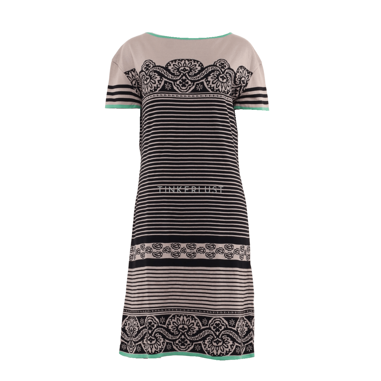 Etro Beige & Black Stripes Multipattern Mini Dress